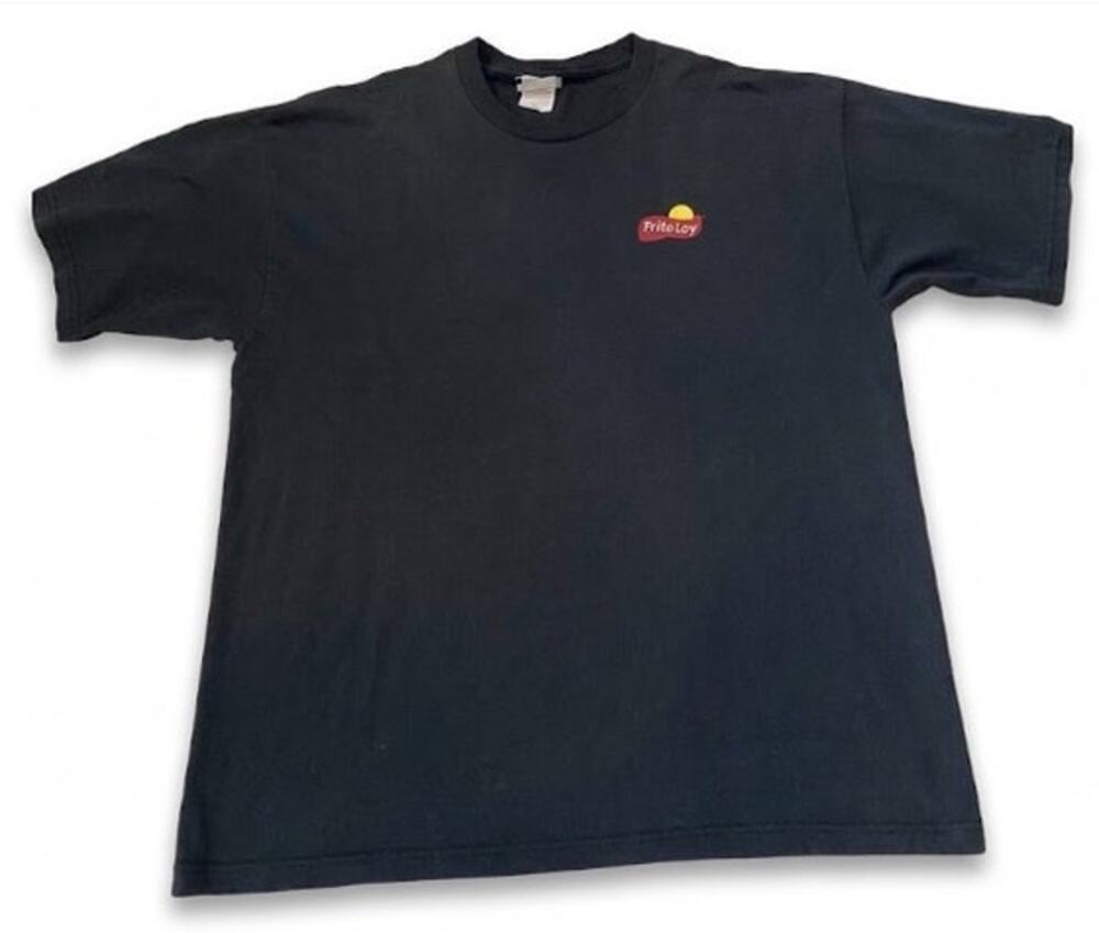 Vtg XL Jerzees Frito Lay Promo Graphic T-Shirt Black Short Sleeve Heavyweight